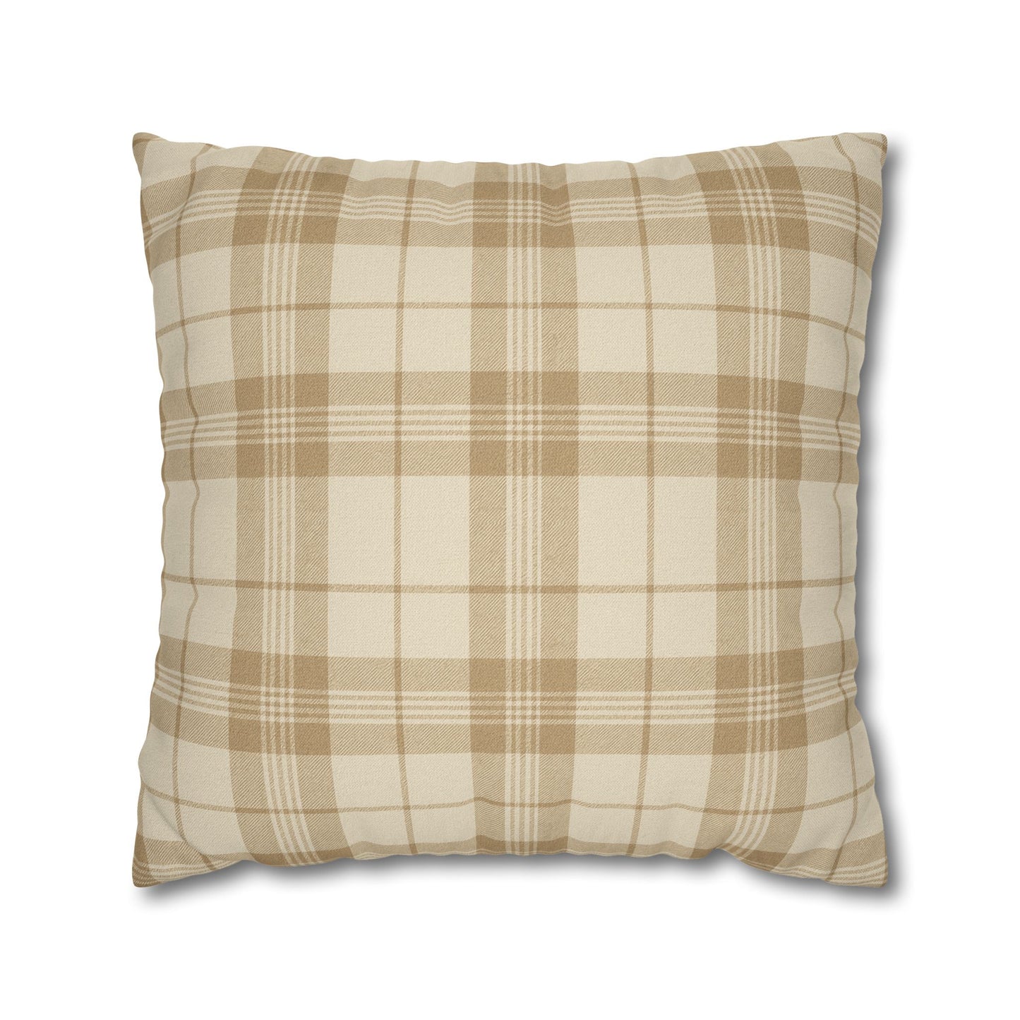 Beige Plaid Pillow Cover