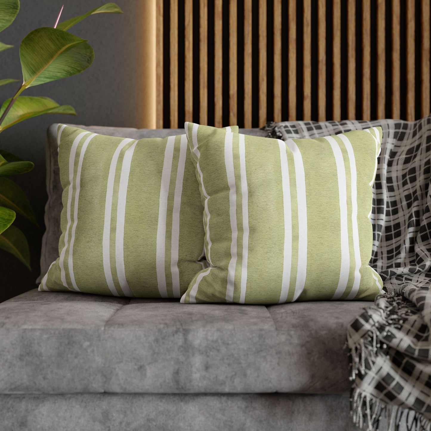 Green Watercolor Stripe Pillowcase