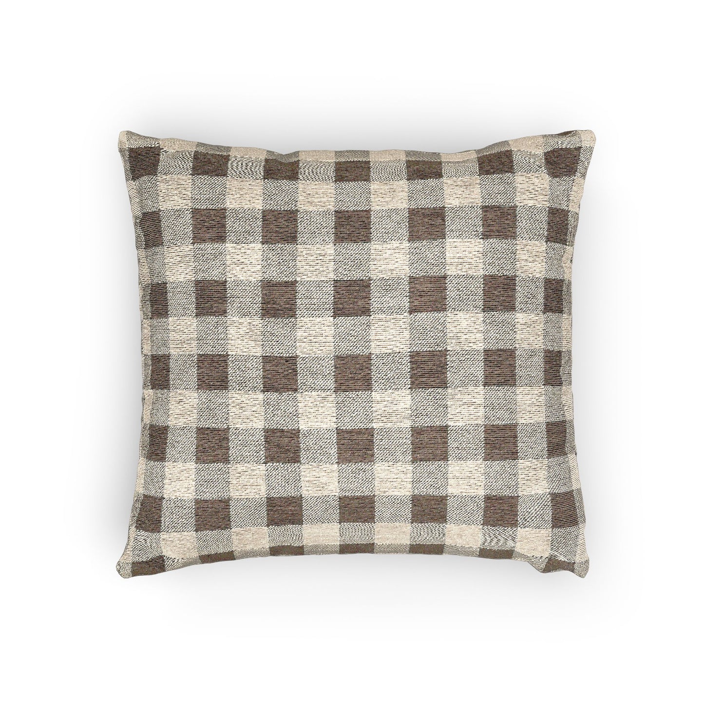 Beige Neutral Gingham Check Woven Pillow - 17" x 18"