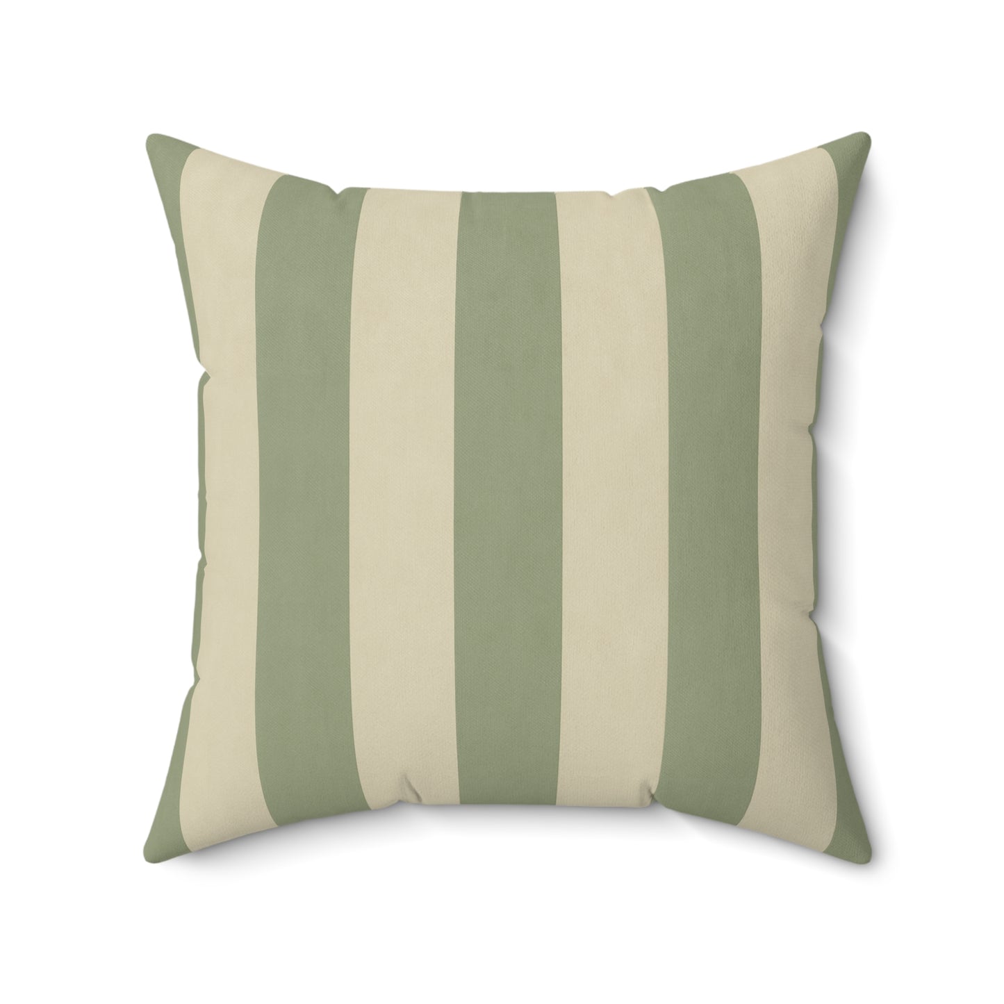 Sage Green Broad Stripe Faux‑Suede Pillow