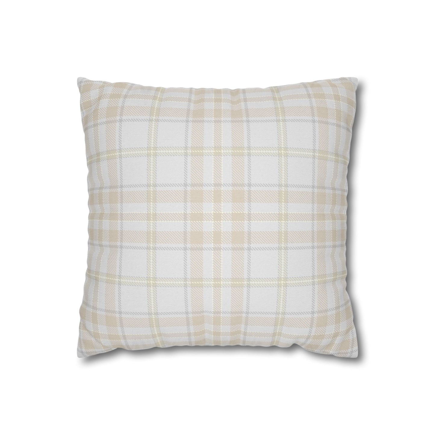 Grey and Beige Plaid Pillowcase