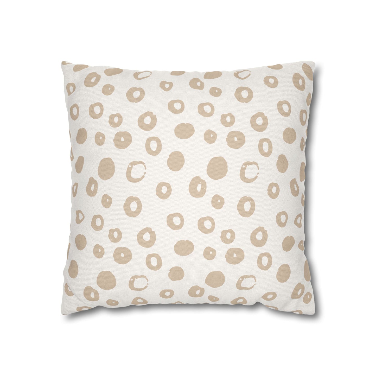 Ivory With Beige irregular Circles Pattern Pillowcase