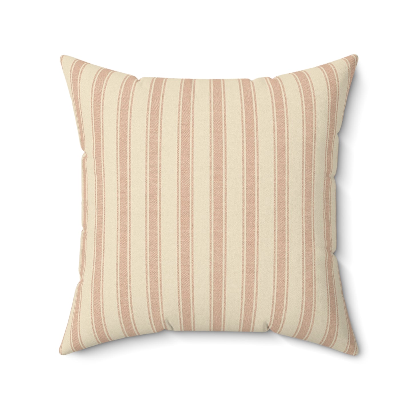 Dusty‑Rose Ticking Stripe Faux‑Suede Pillow
