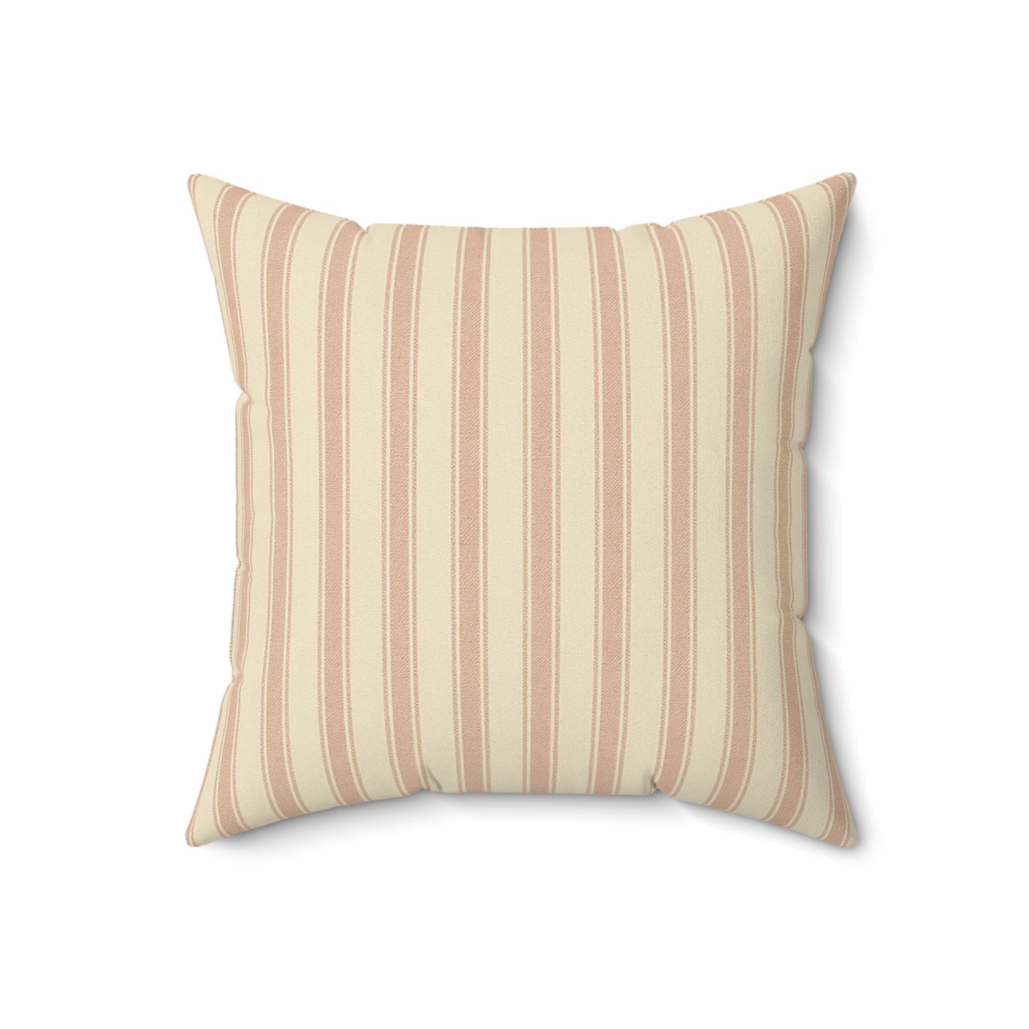 Dusty‑Rose Ticking Stripe Faux‑Suede Pillow