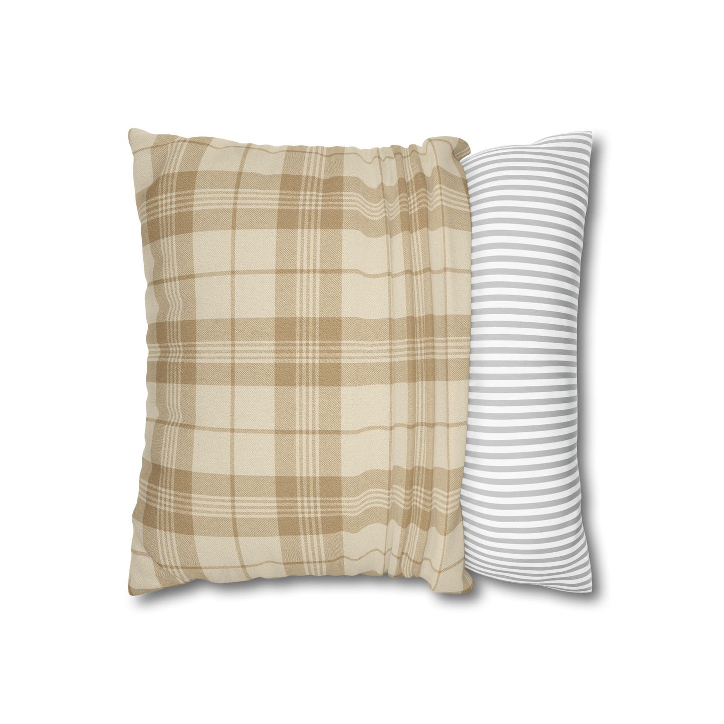 Beige Plaid Pillow Cover