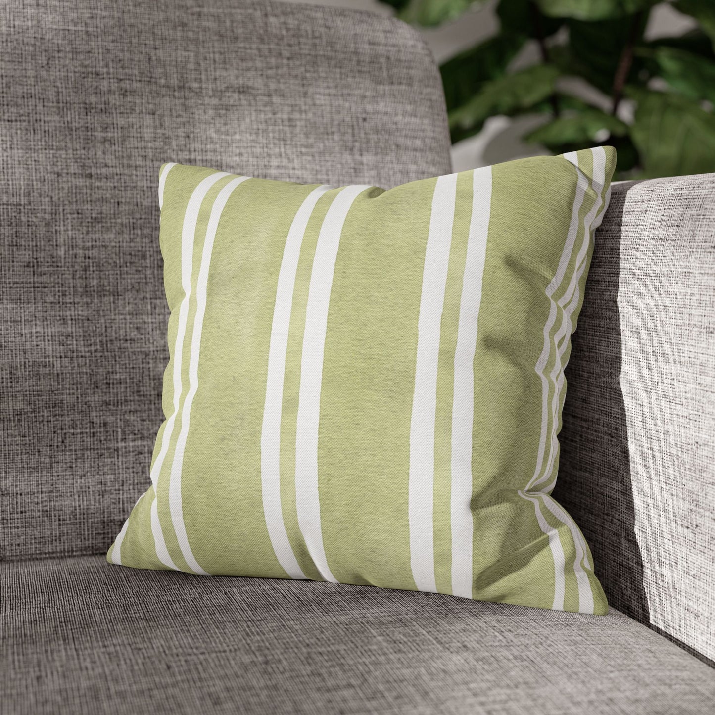 Green Watercolor Stripe Pillowcase