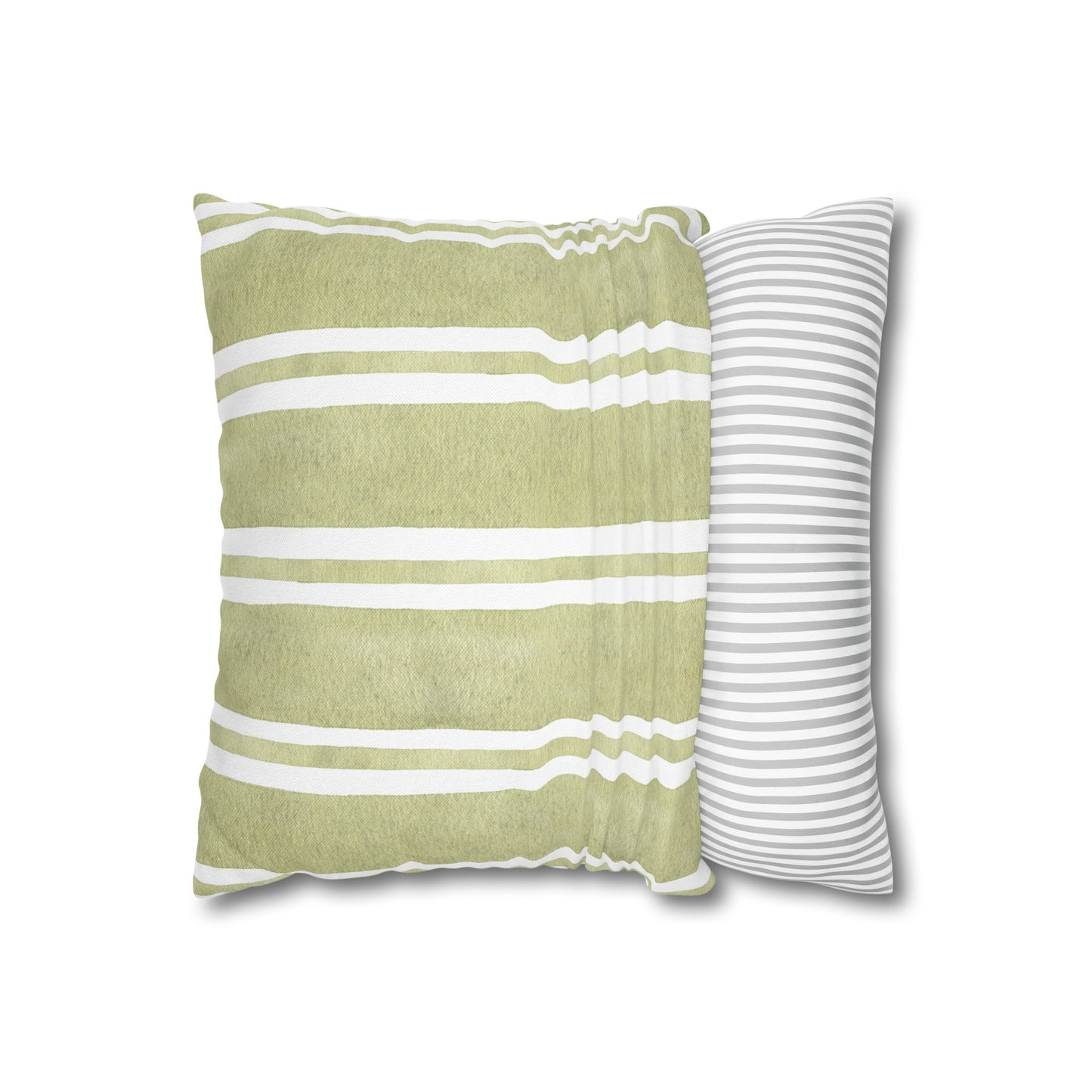 Green Watercolor Stripe Pillowcase