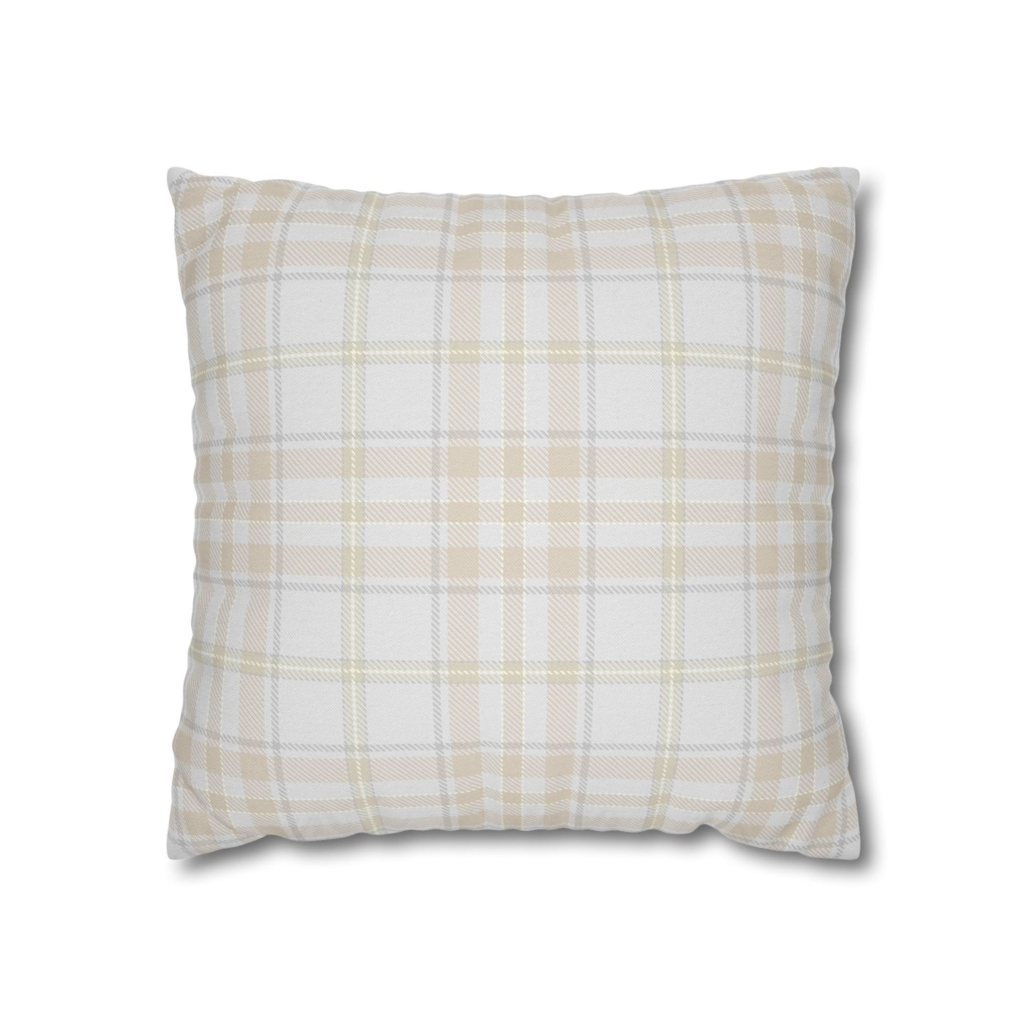 Grey and Beige Plaid Pillowcase