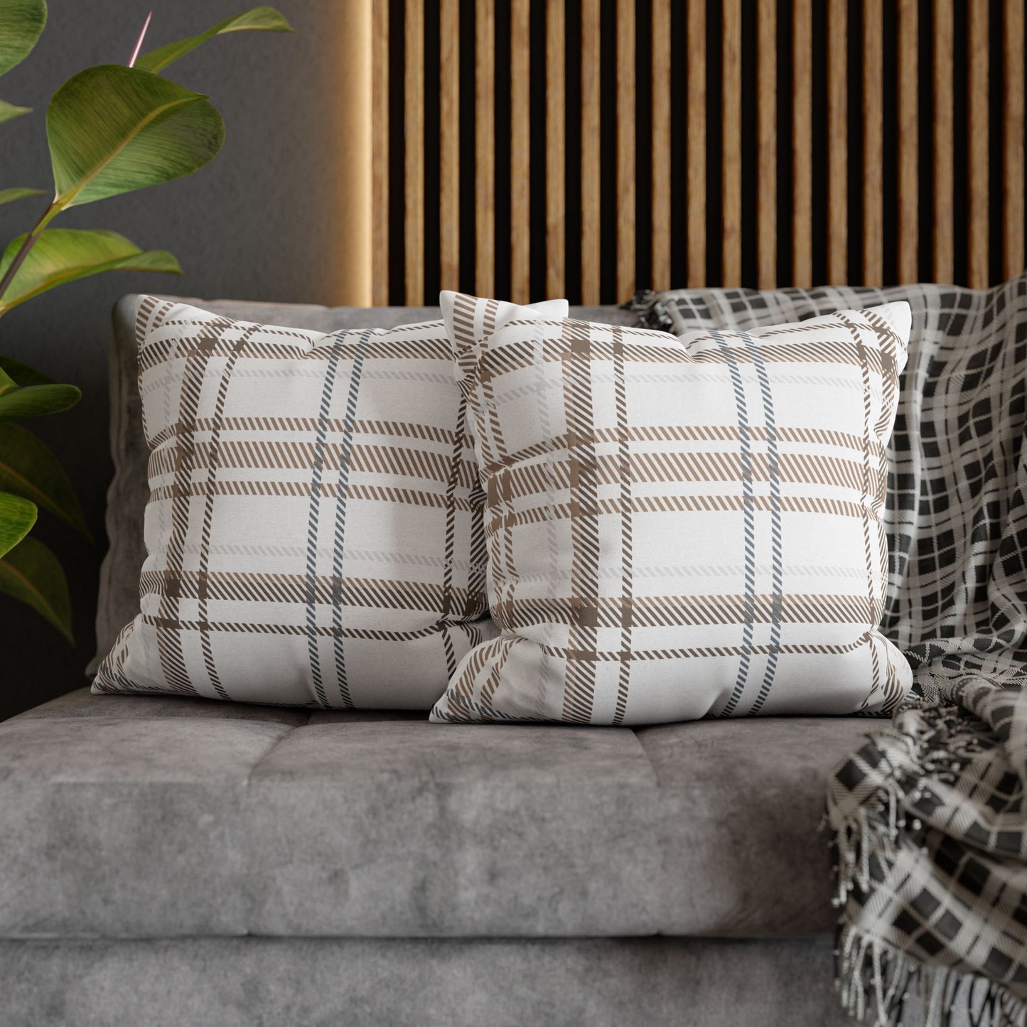 Neutral Plaid Pillowcase