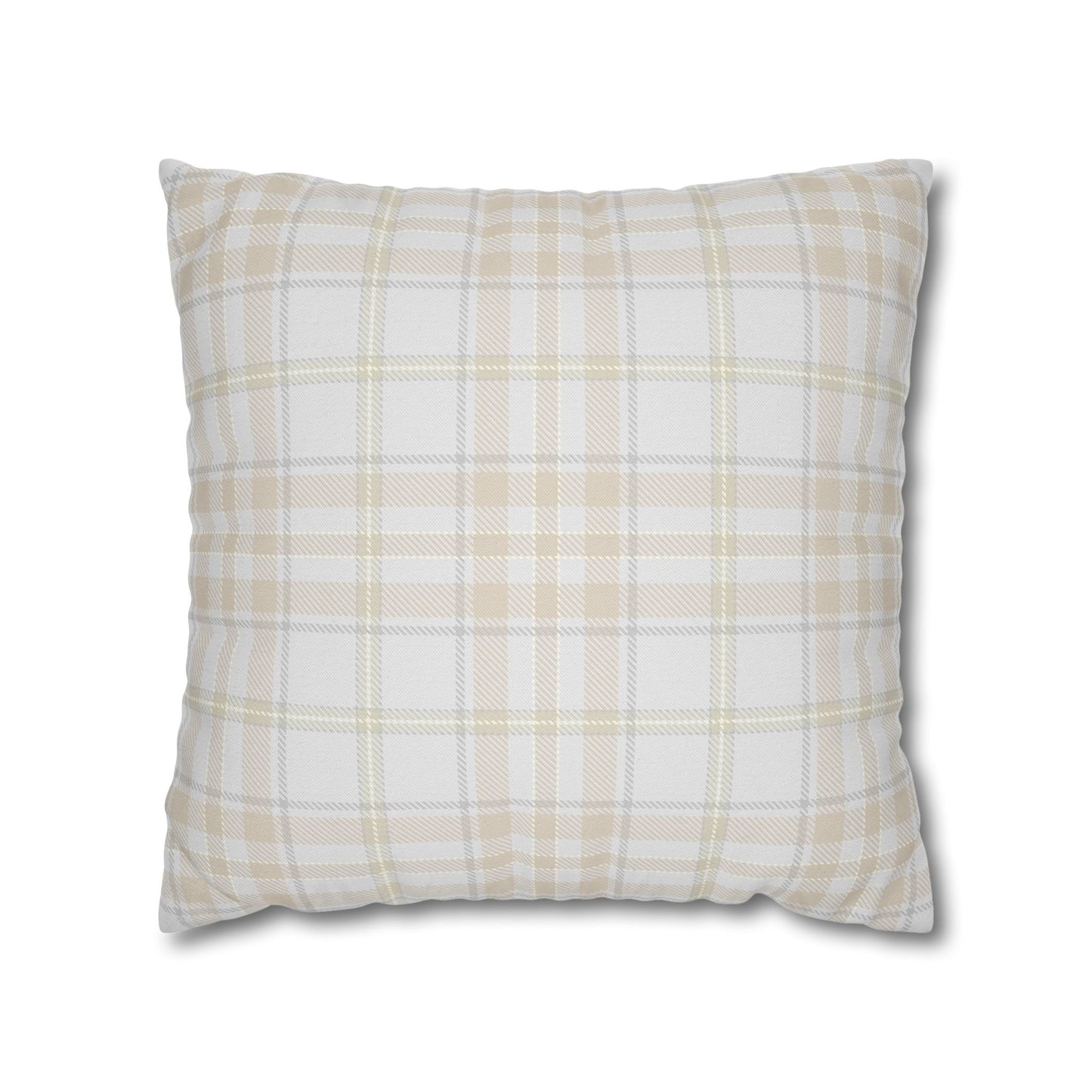 Grey and Beige Plaid Pillowcase