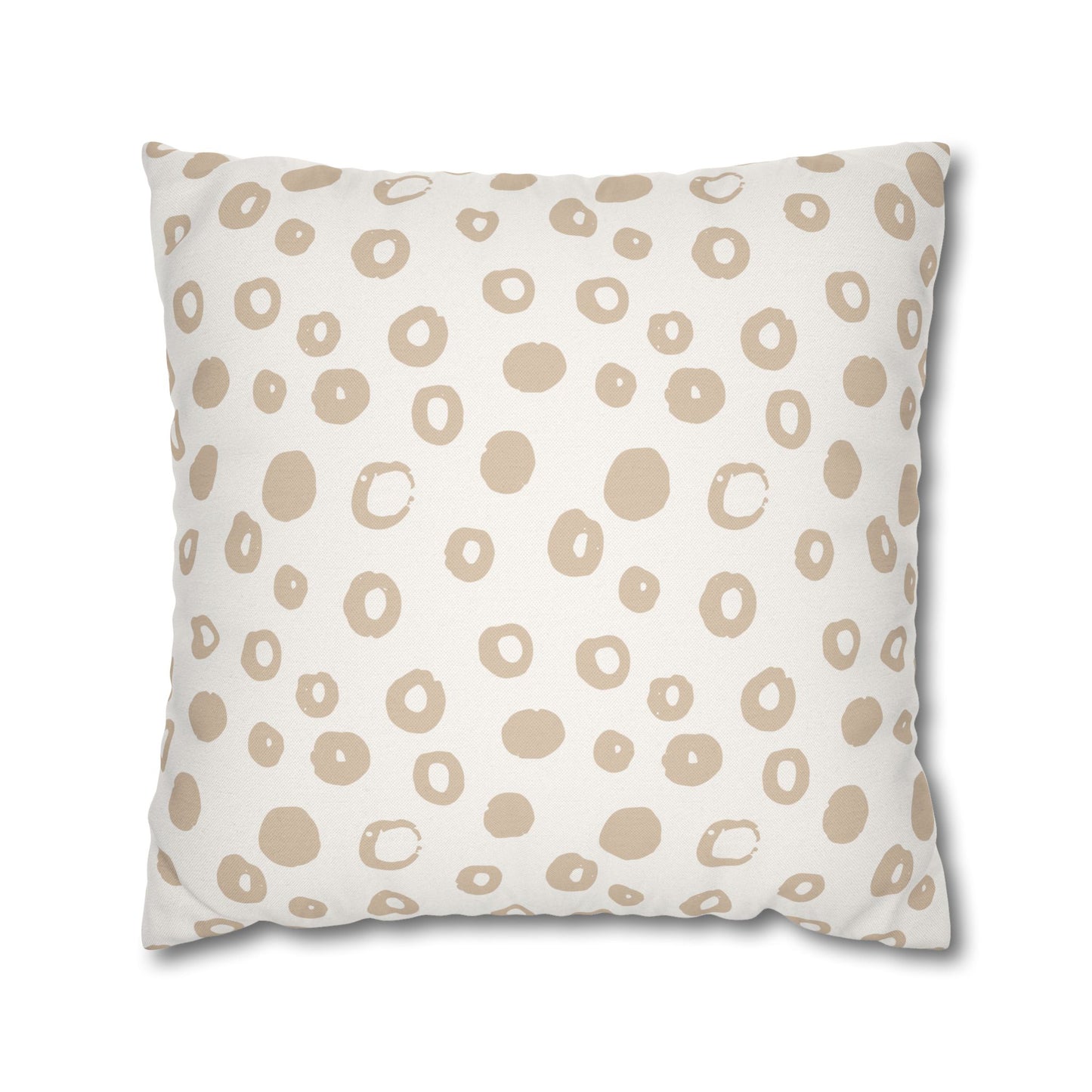 Ivory With Beige irregular Circles Pattern Pillowcase