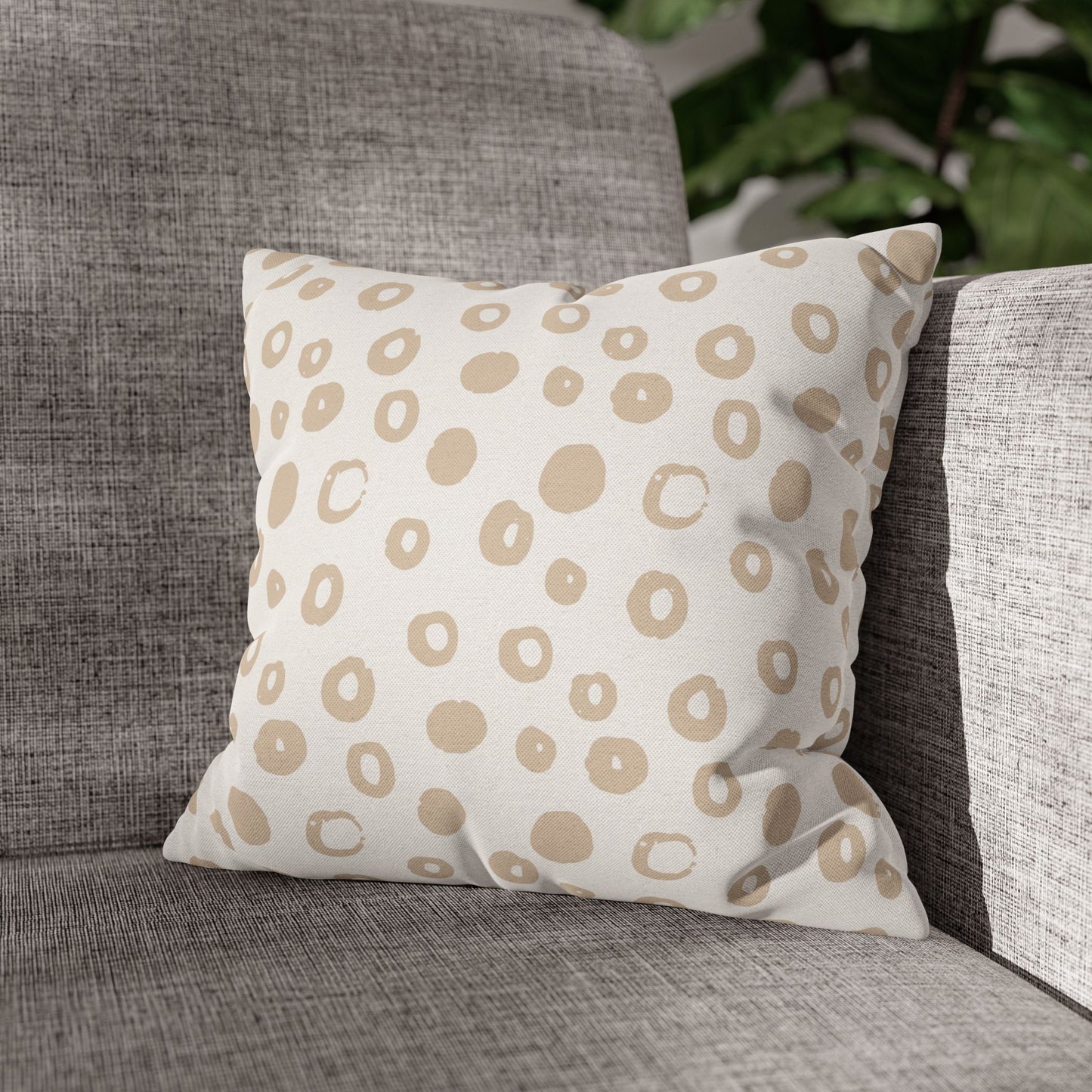 Ivory With Beige irregular Circles Pattern Pillowcase