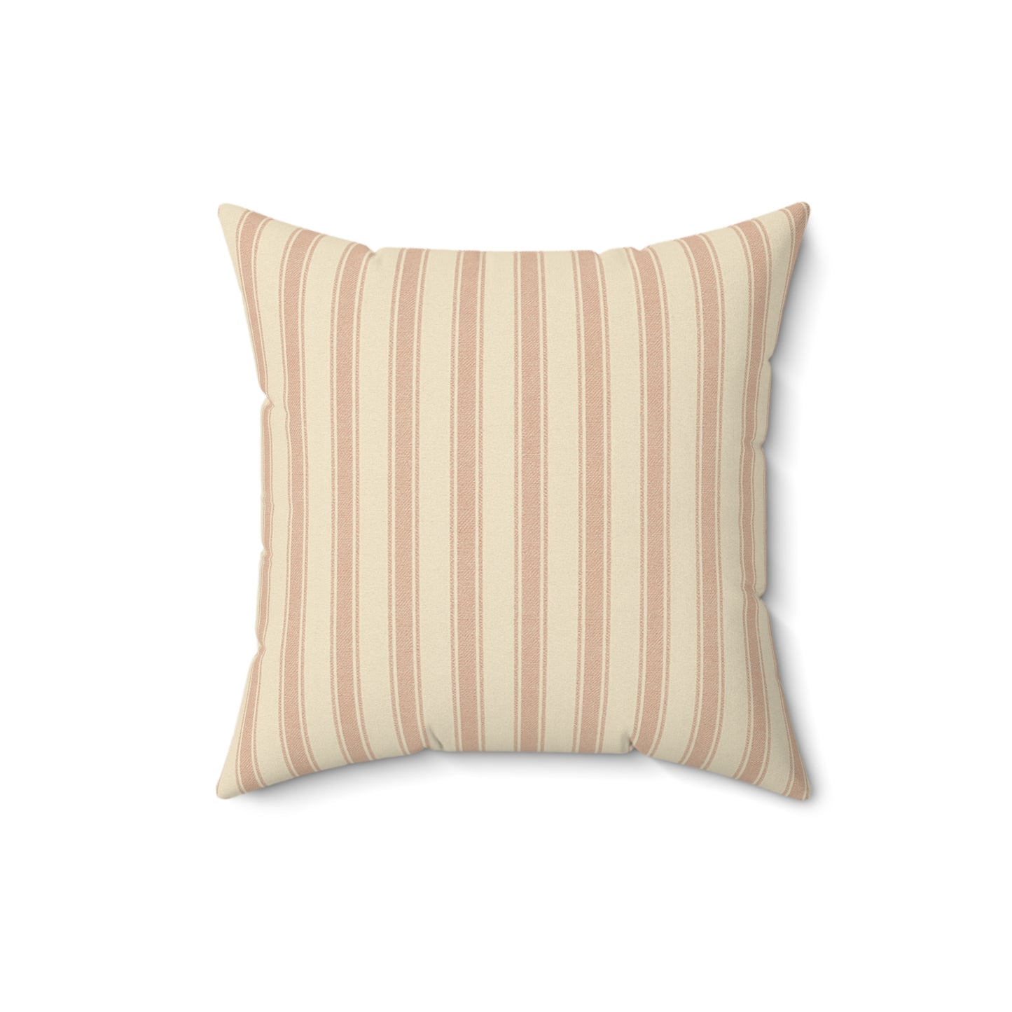 Dusty‑Rose Ticking Stripe Faux‑Suede Pillow