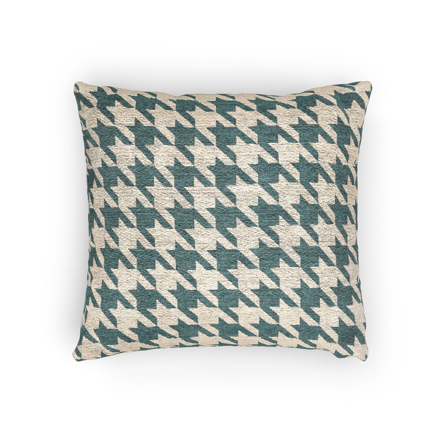 Teal & Beige Houndstooth Woven Pillow - 17" x 18"