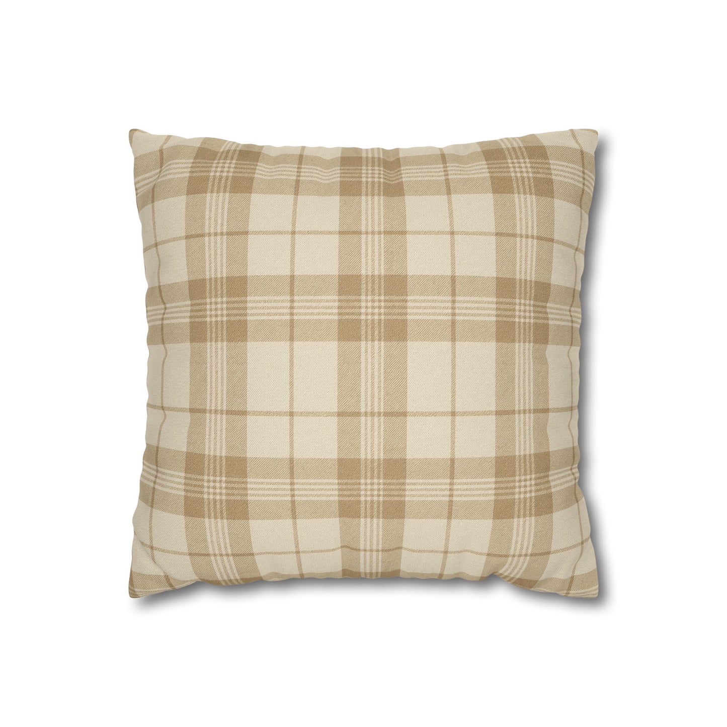 Beige Plaid Pillow Cover