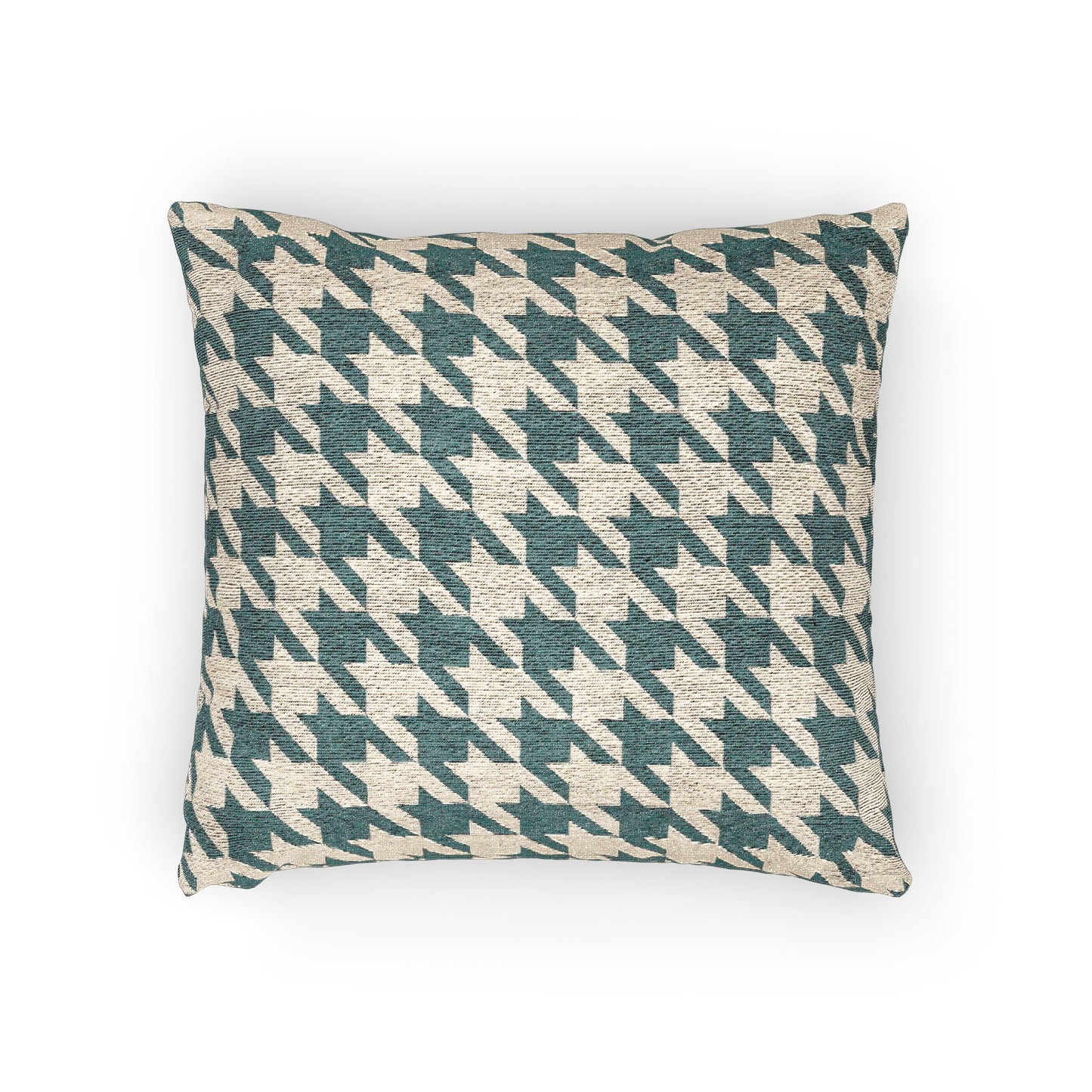 Teal & Beige Houndstooth Woven Pillow - 17" x 18"