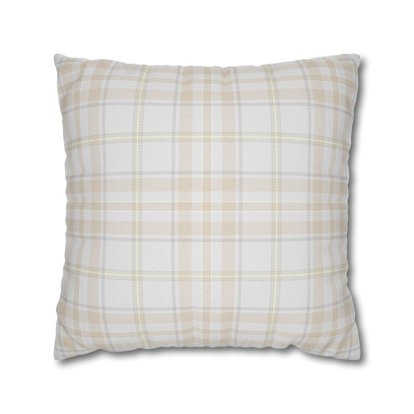 Grey and Beige Plaid Pillowcase