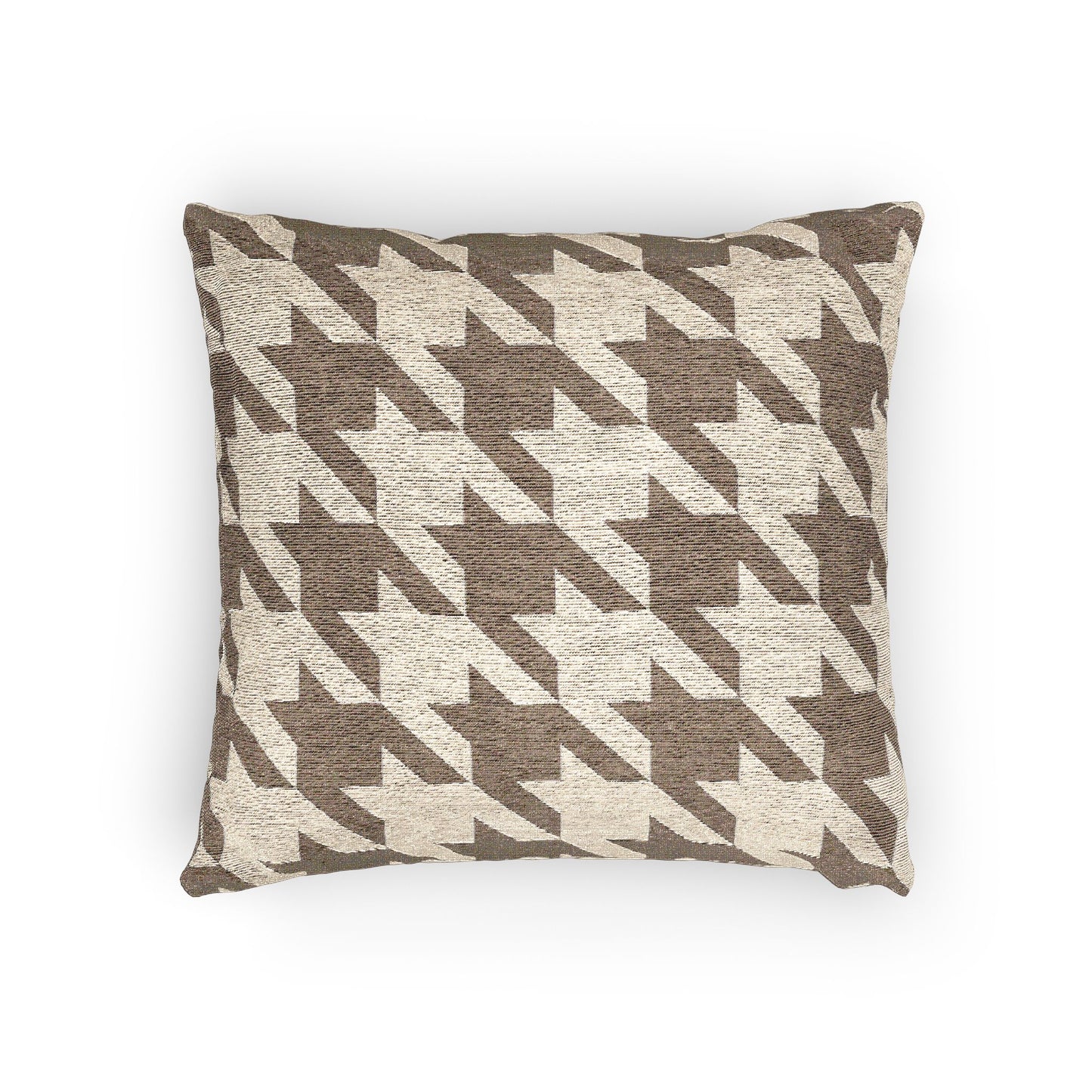 Beige Houndstooth Woven Pillow - 17" x 18"