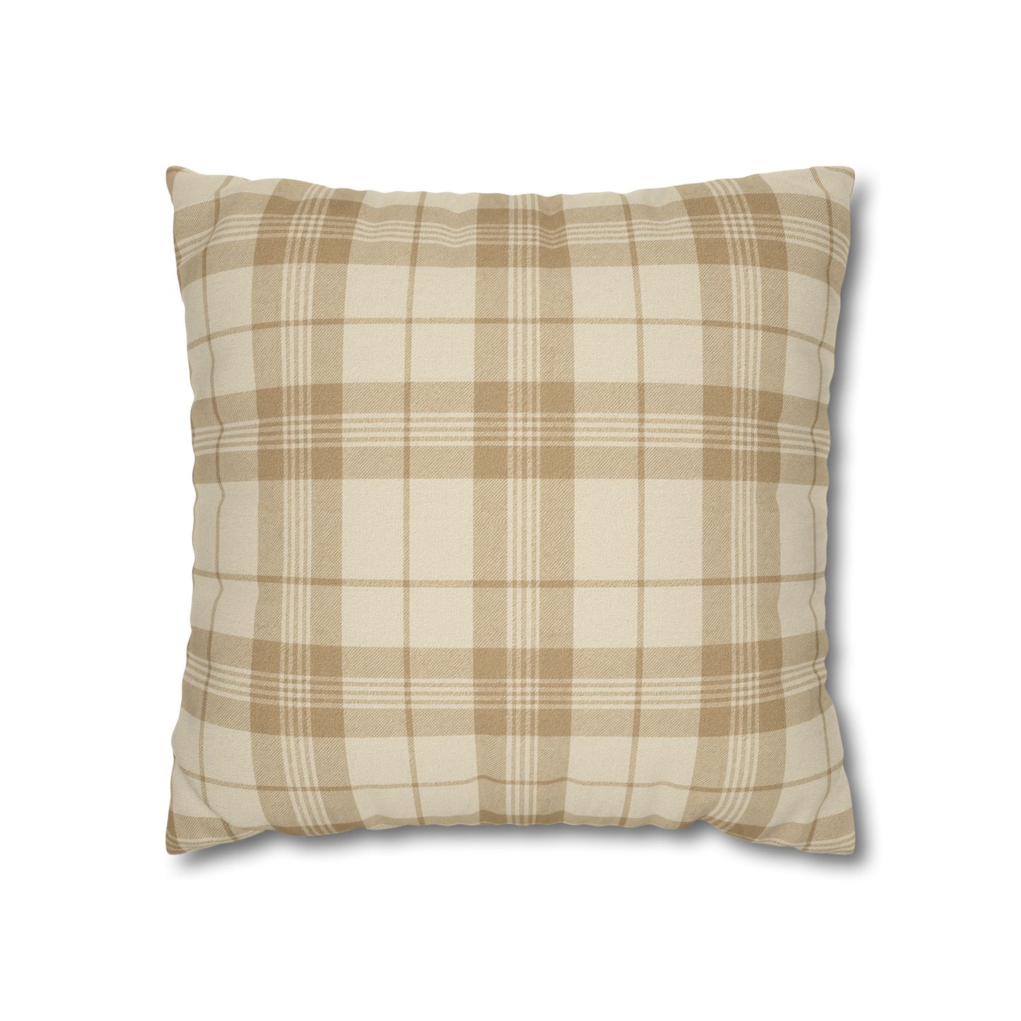 Beige Plaid Pillow Cover