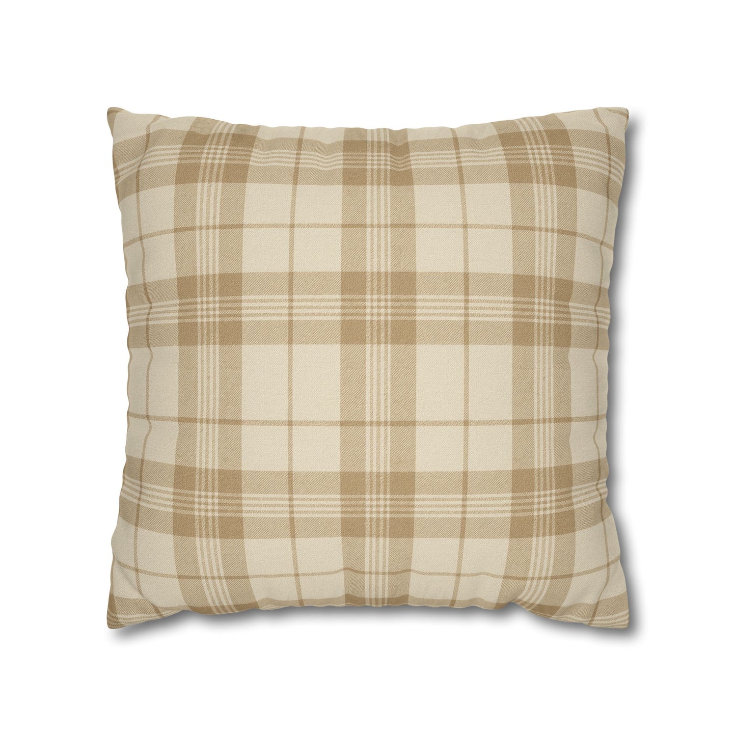 Beige Plaid Pillow Cover