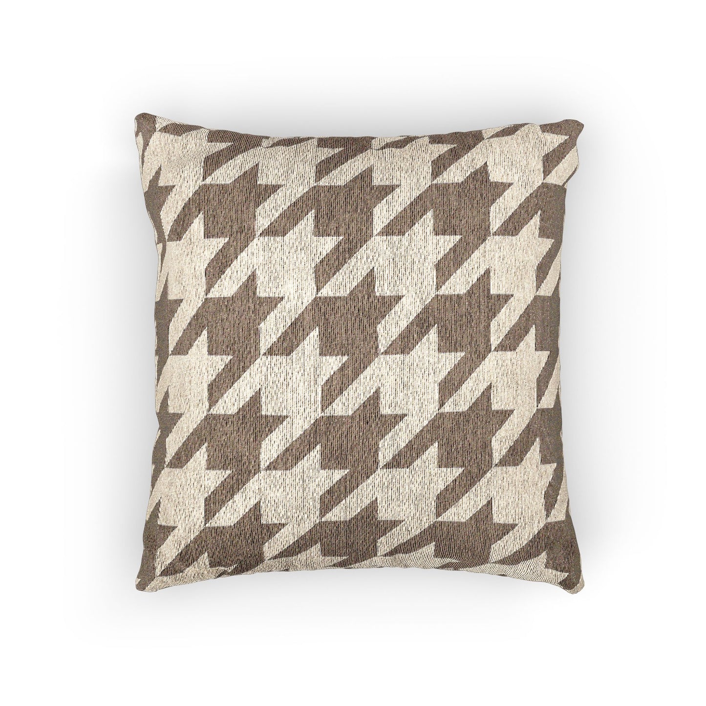 Beige Houndstooth Woven Pillow - 17" x 18"