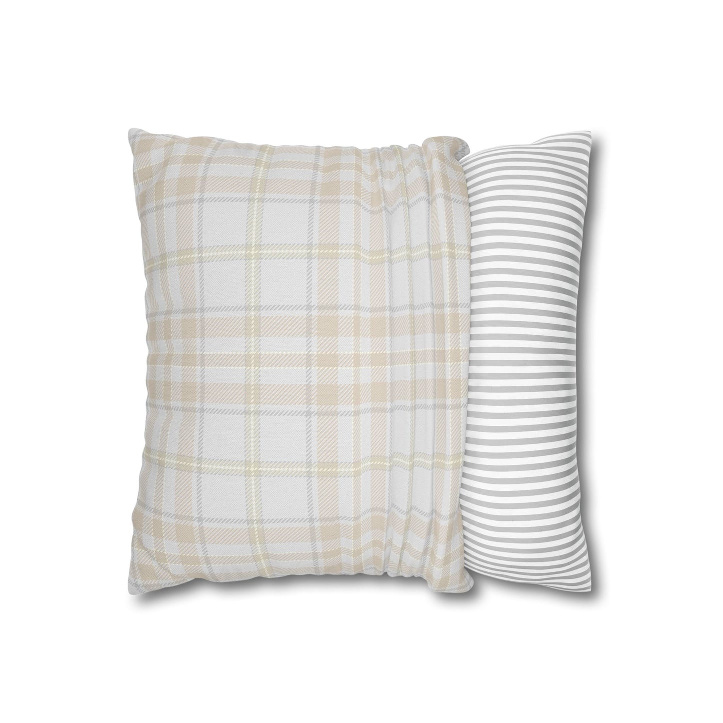 Grey and Beige Plaid Pillowcase