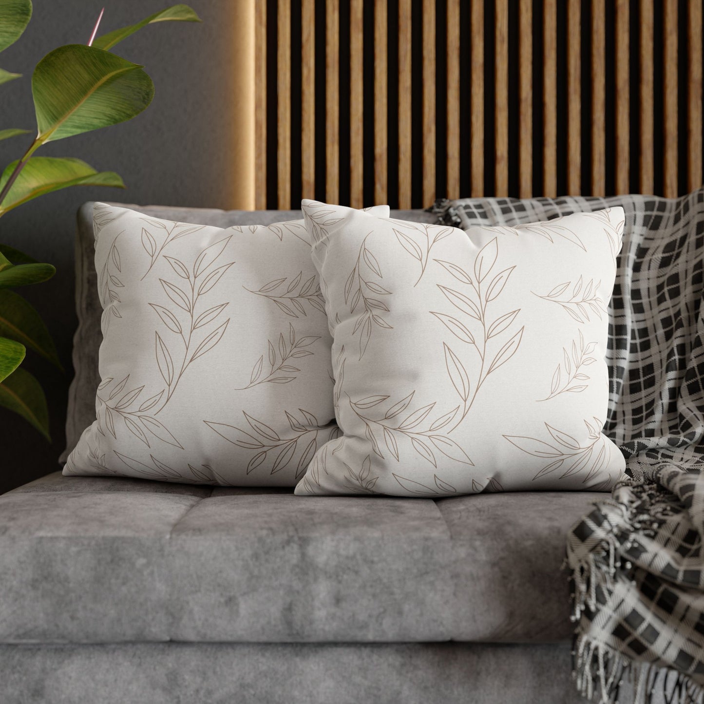 Beige & Ivory Leaf Pattern Pillowcase