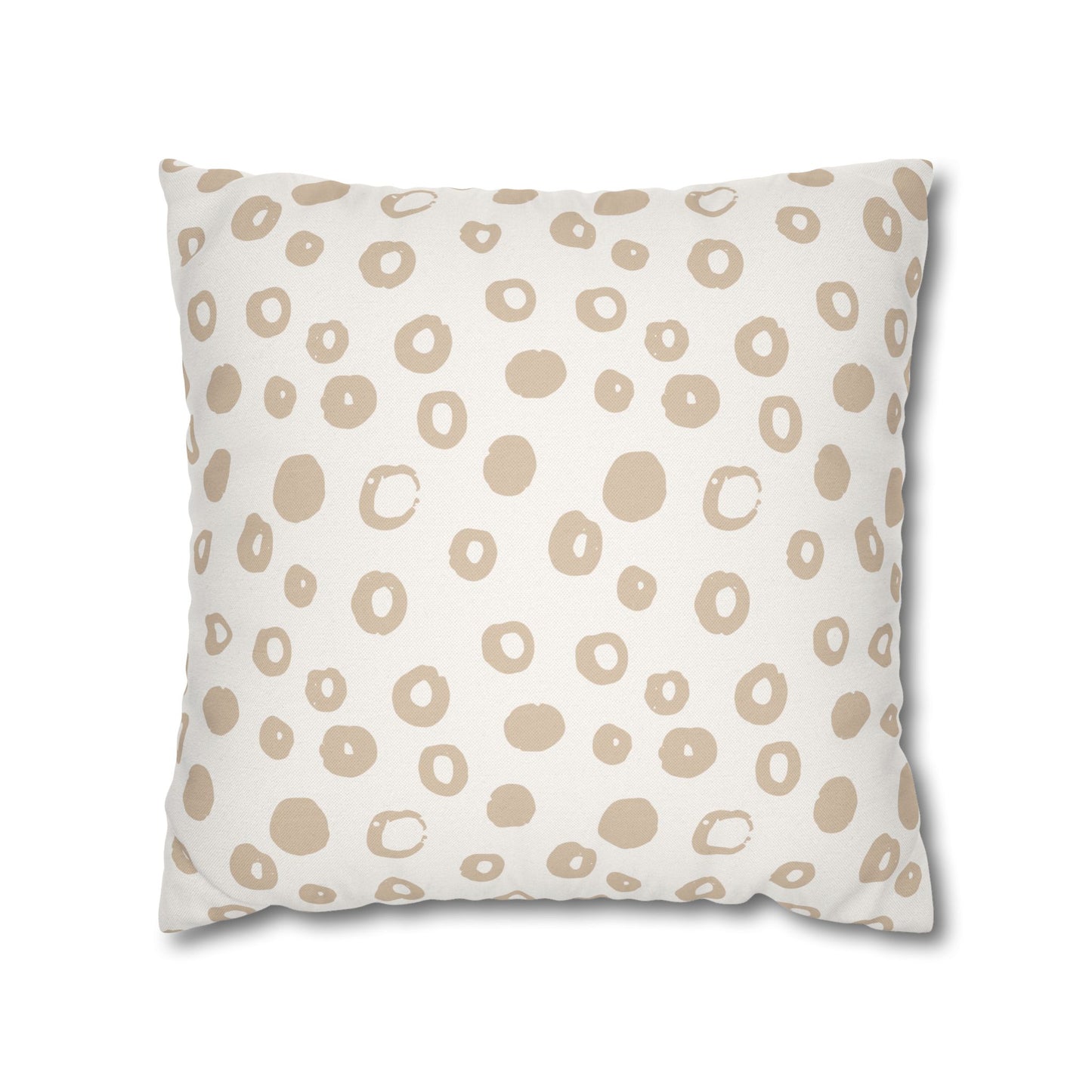 Ivory With Beige irregular Circles Pattern Pillowcase