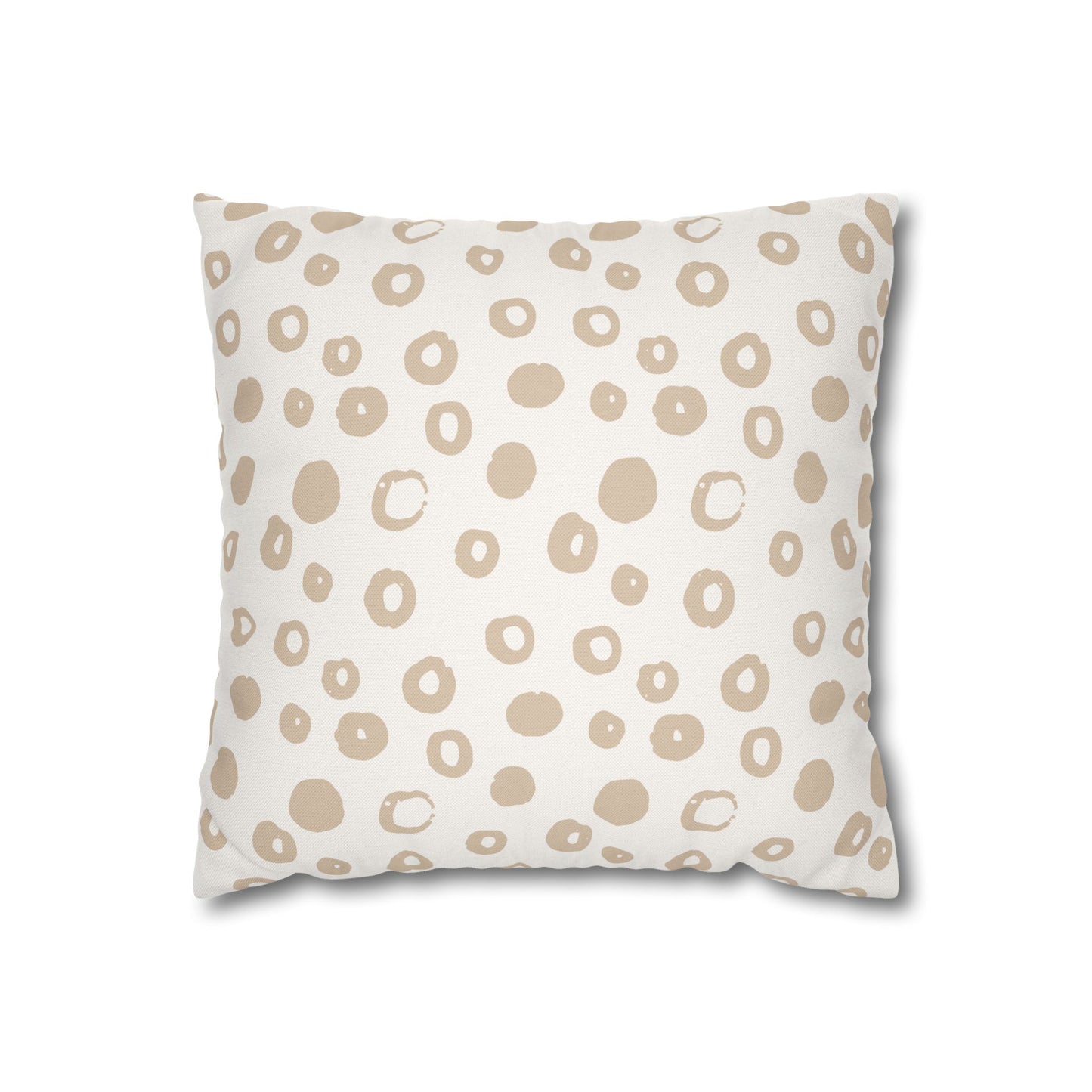 Ivory With Beige irregular Circles Pattern Pillowcase