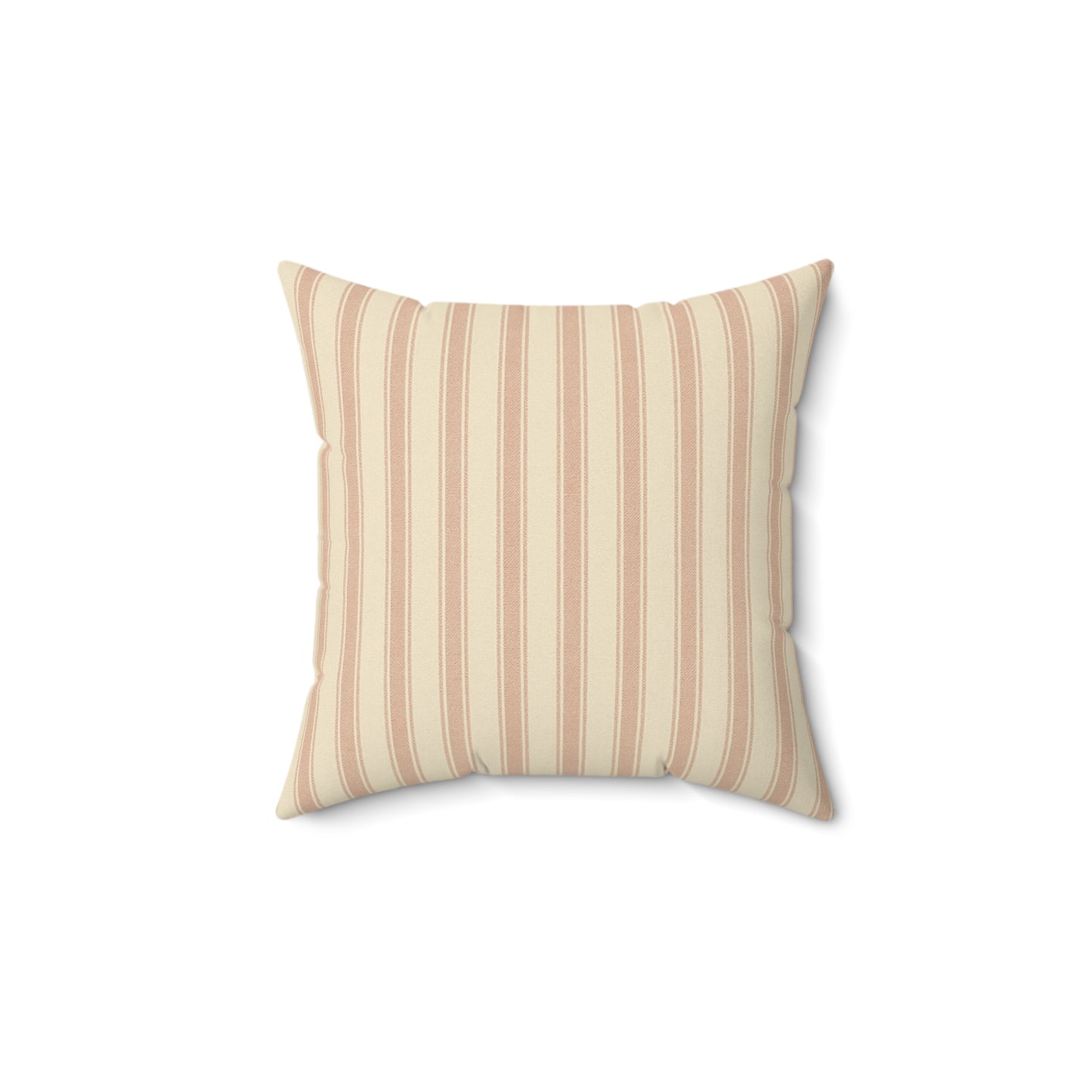 Dusty‑Rose Ticking Stripe Faux‑Suede Pillow