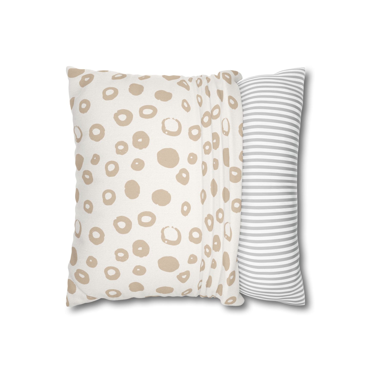 Ivory With Beige irregular Circles Pattern Pillowcase