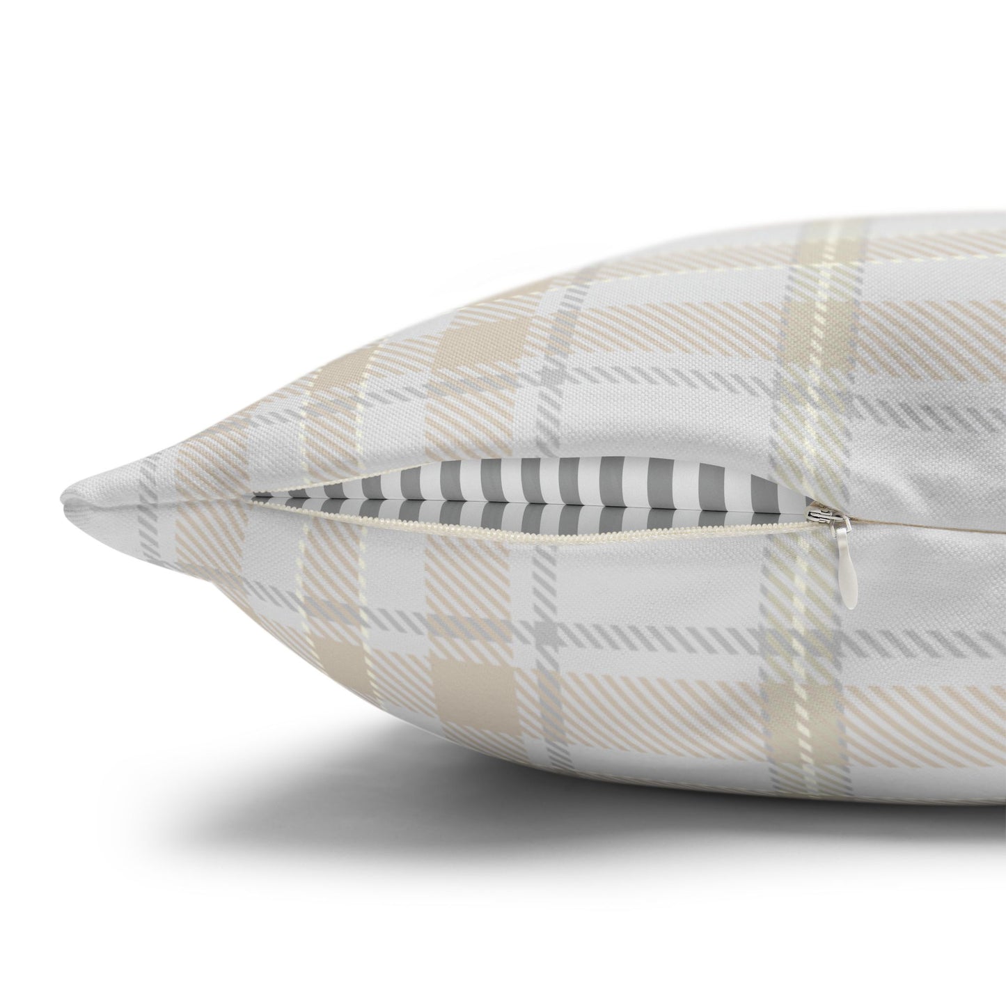 Grey and Beige Plaid Pillowcase