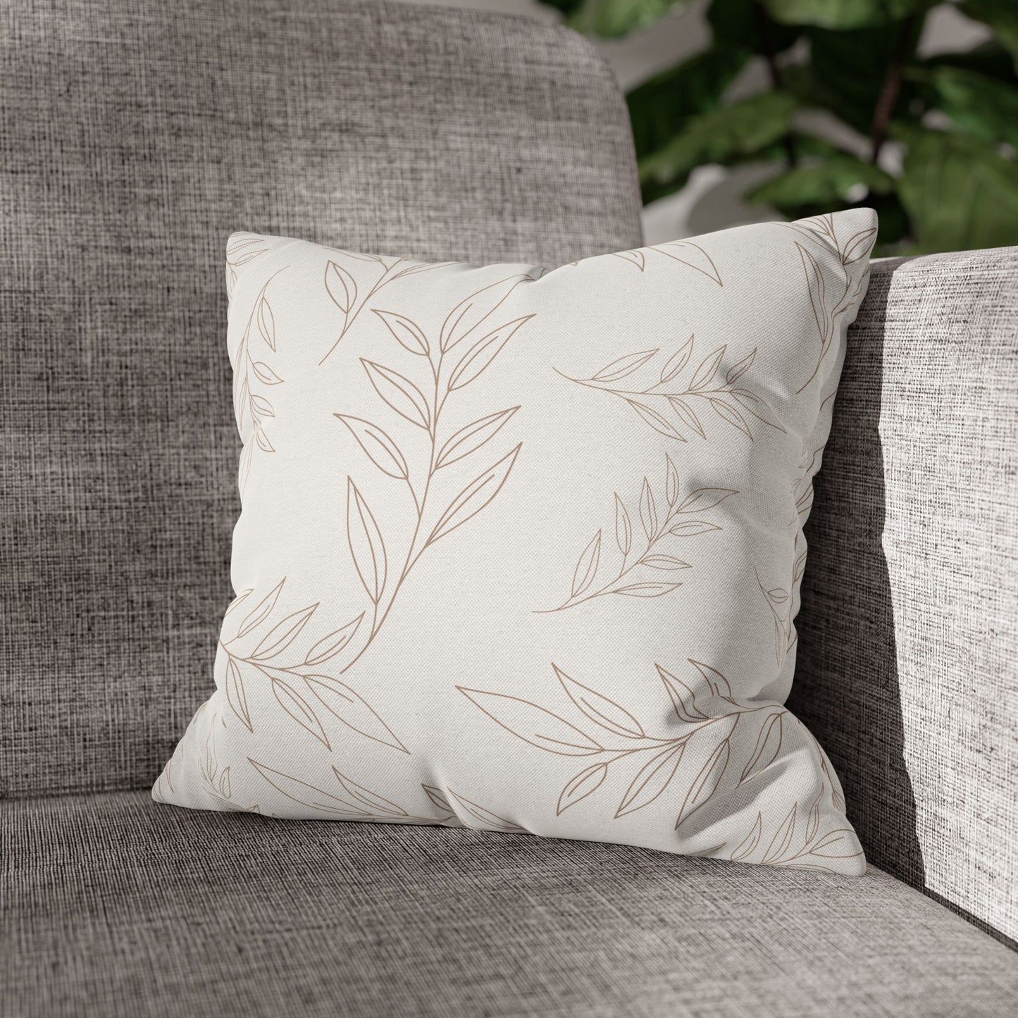 Beige & Ivory Leaf Pattern Pillowcase