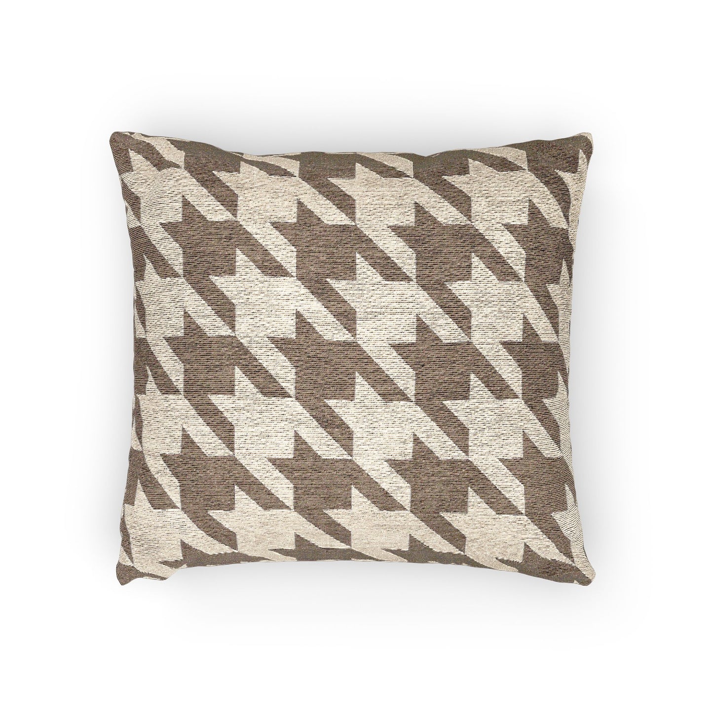 Beige Houndstooth Woven Pillow - 17" x 18"