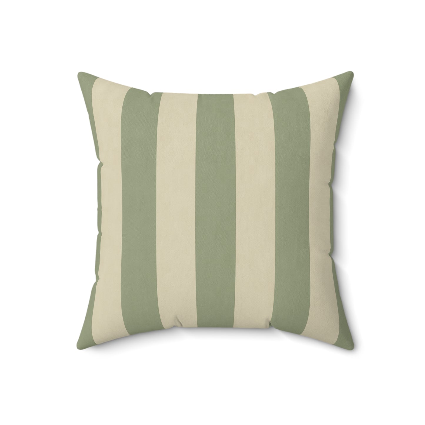 Sage Green Broad Stripe Faux‑Suede Pillow
