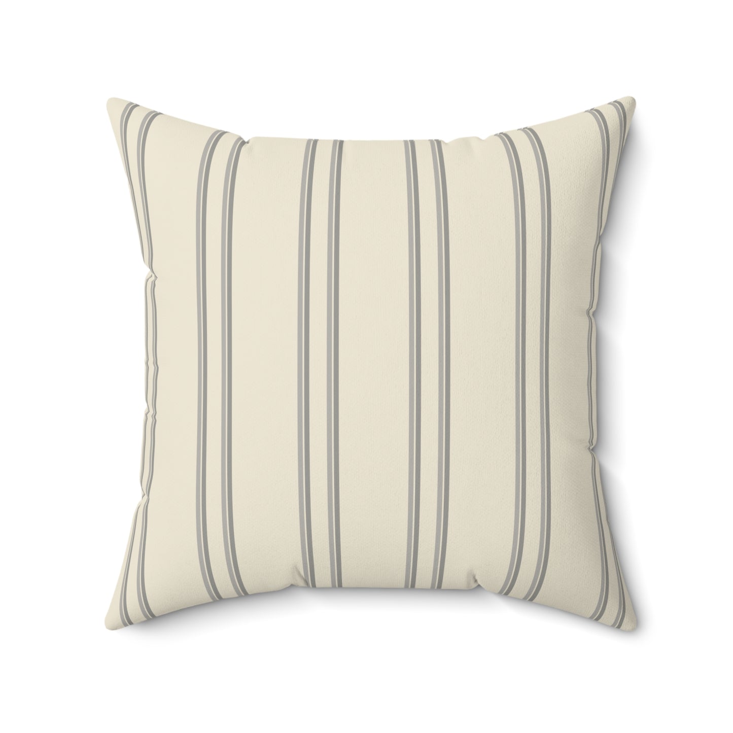Cream With Grey Ticking Stripes Pillow