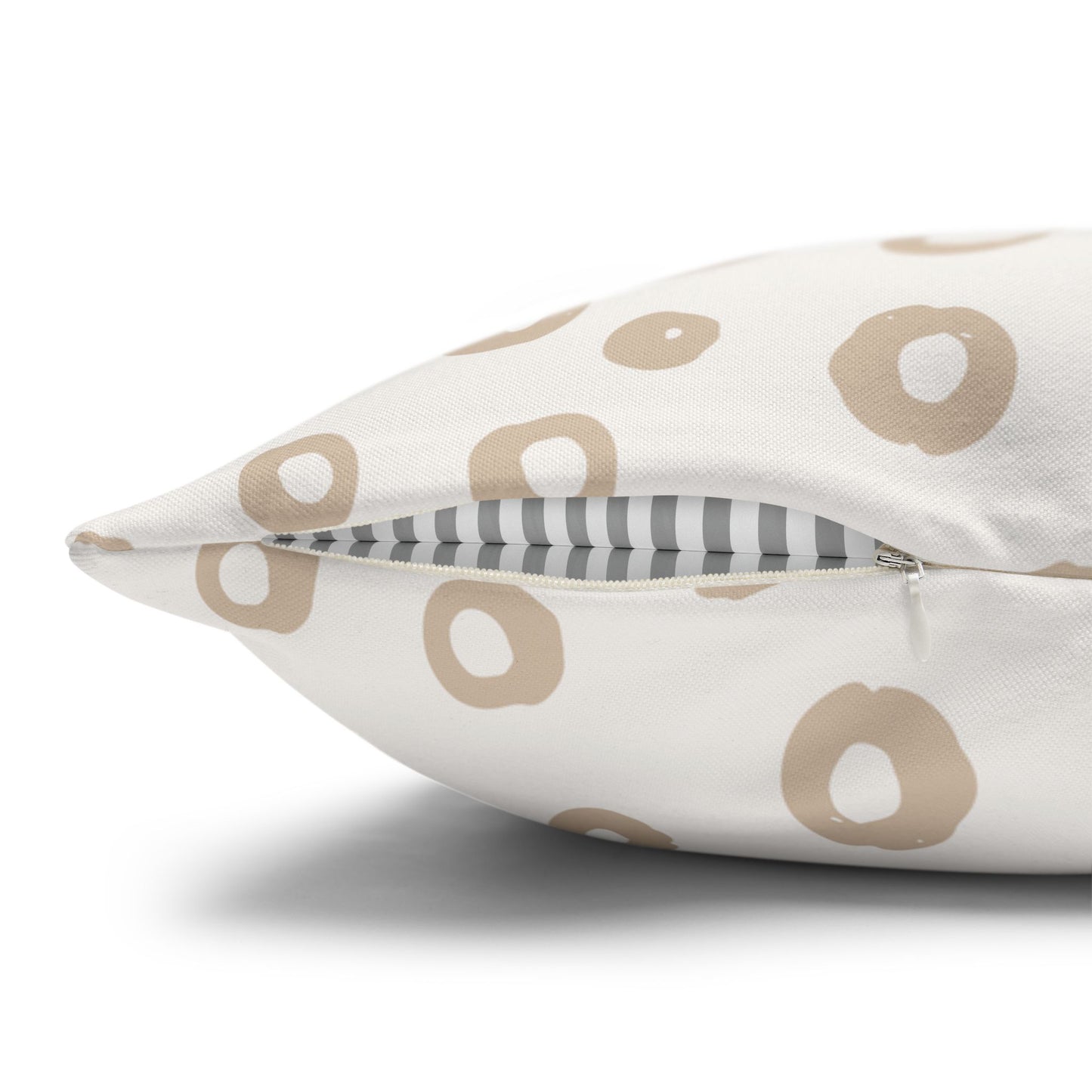 Ivory With Beige irregular Circles Pattern Pillowcase