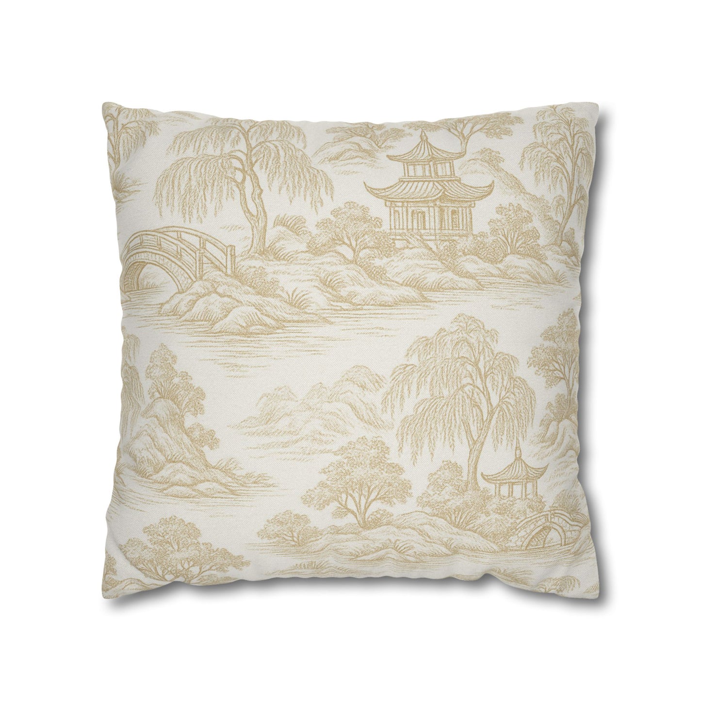 Pagodas and Bridges Pillow Cover