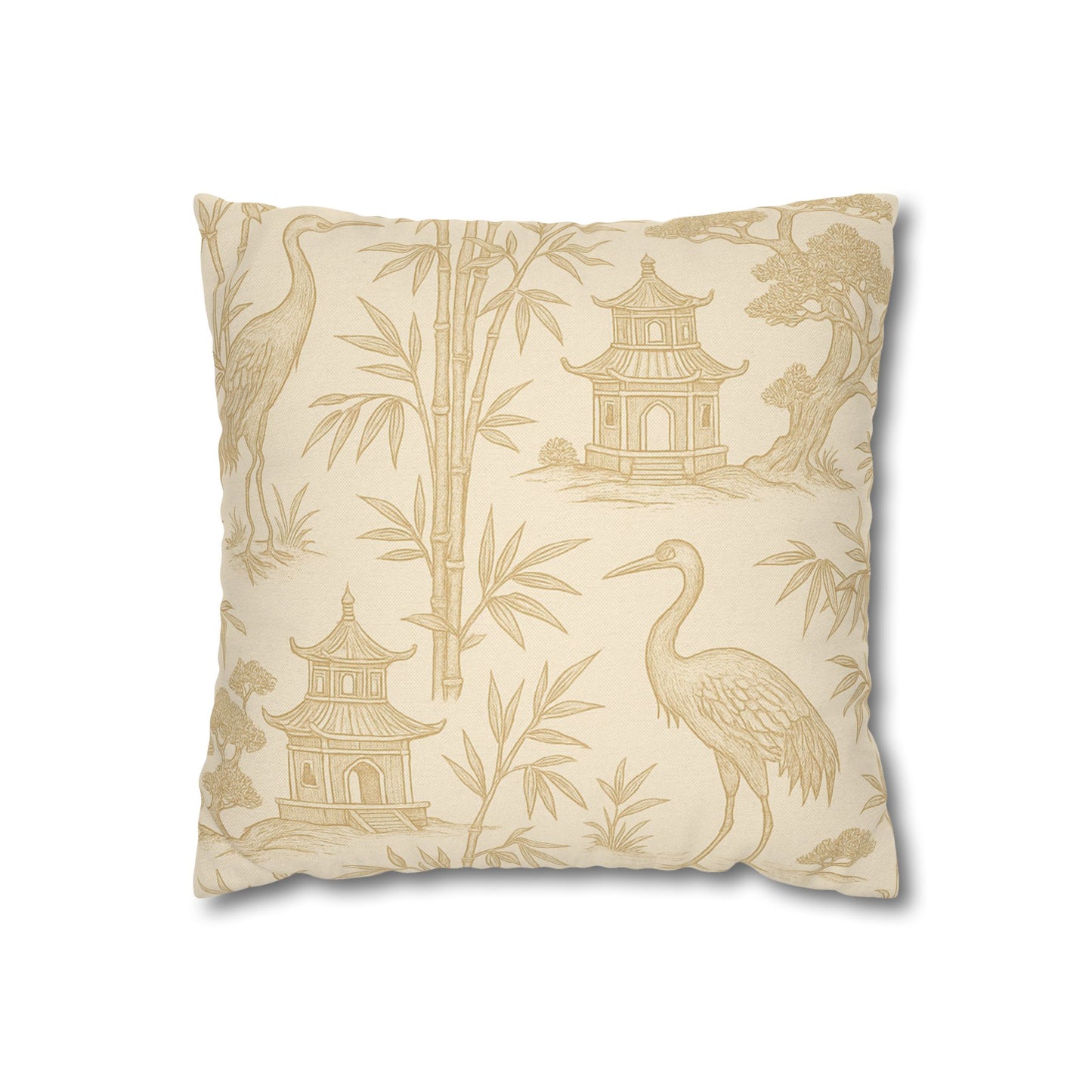 Cranes and Pagodas Pillow Cover