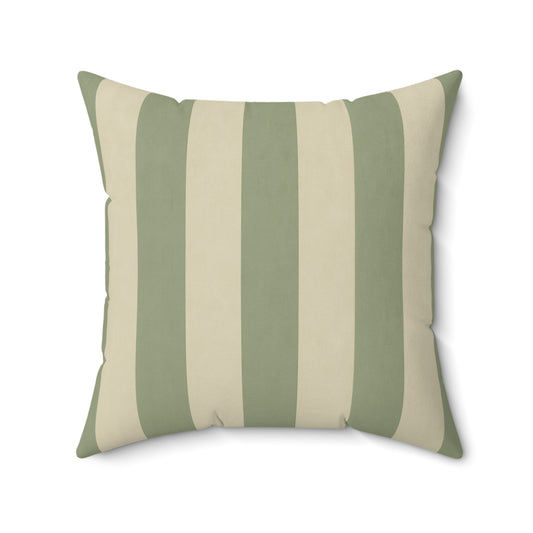 Sage Green Broad Stripe Faux‑Suede Pillow