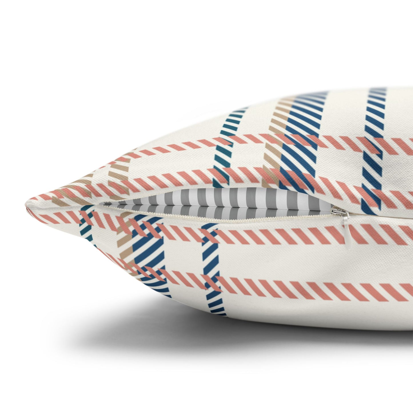 Beige, Blue, Peach Plaid Pillowcase