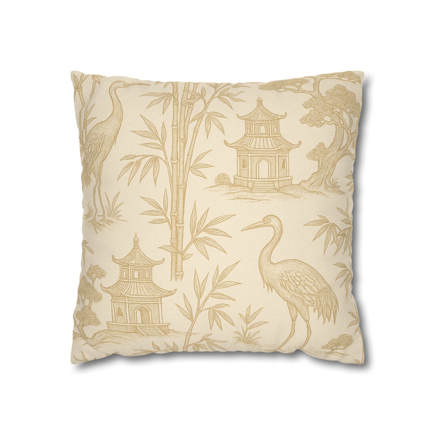 Cranes and Pagodas Pillow Cover