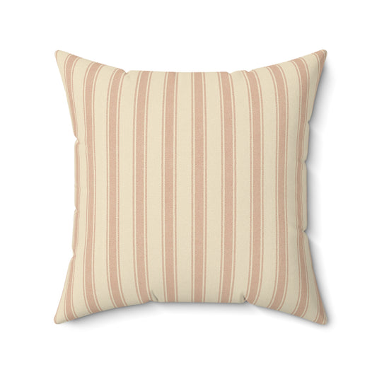 Dusty‑Rose Ticking Stripe Faux‑Suede Pillow