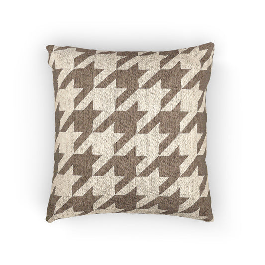 Beige Houndstooth Woven Pillow - 17" x 18"
