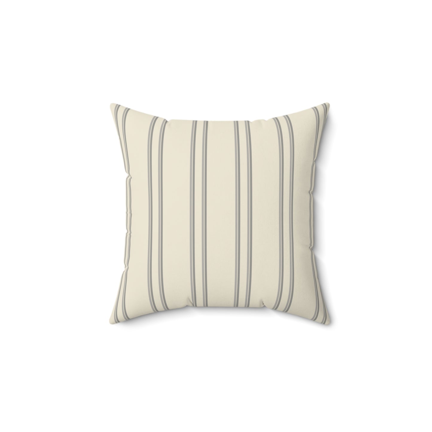 Cream With Grey Ticking Stripes Pillow