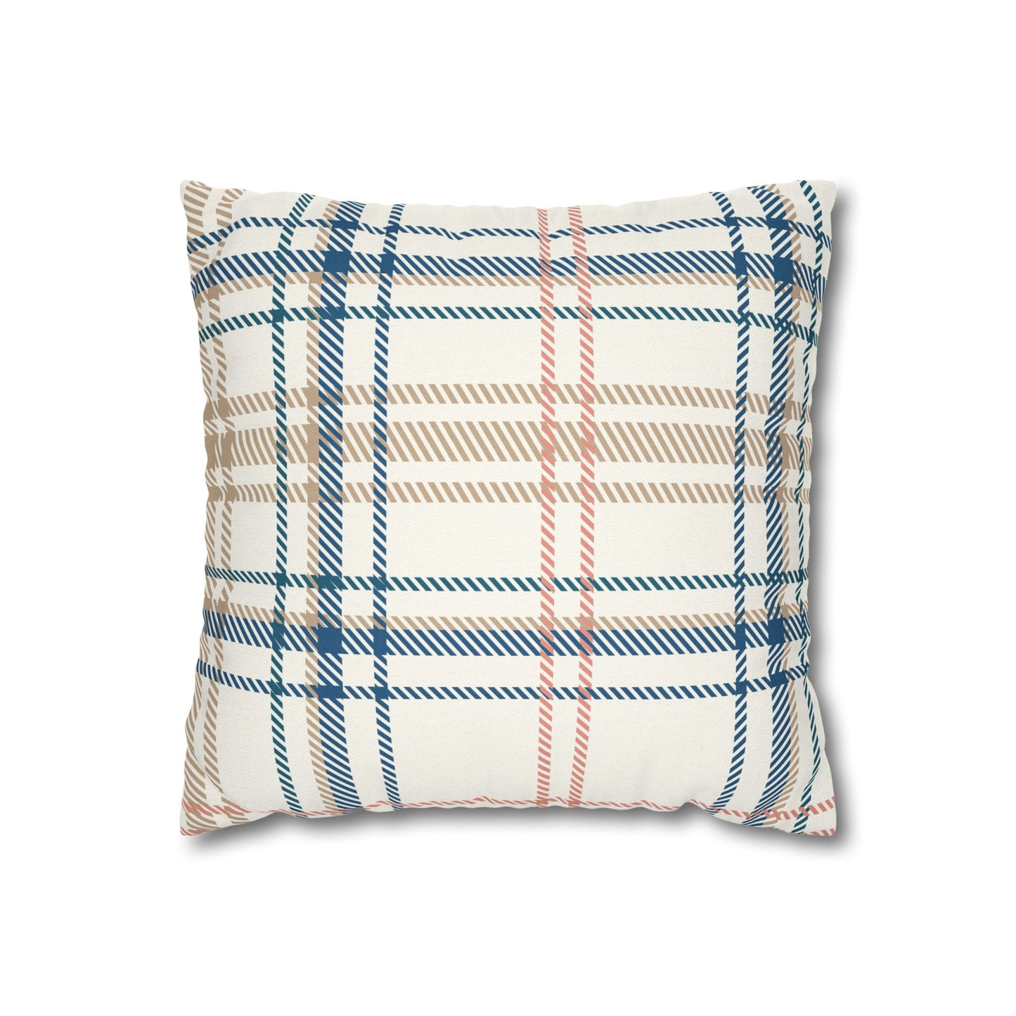 Beige, Blue, Peach Plaid Pillowcase