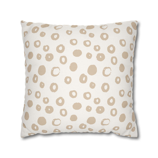 Ivory With Beige irregular Circles Pattern Pillowcase