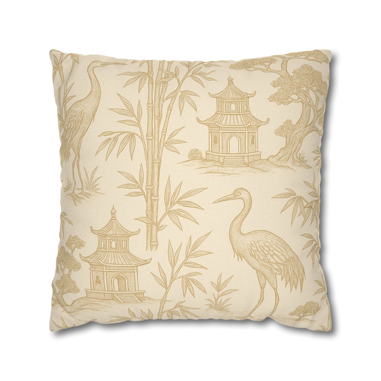 Cranes and Pagodas Pillow Cover