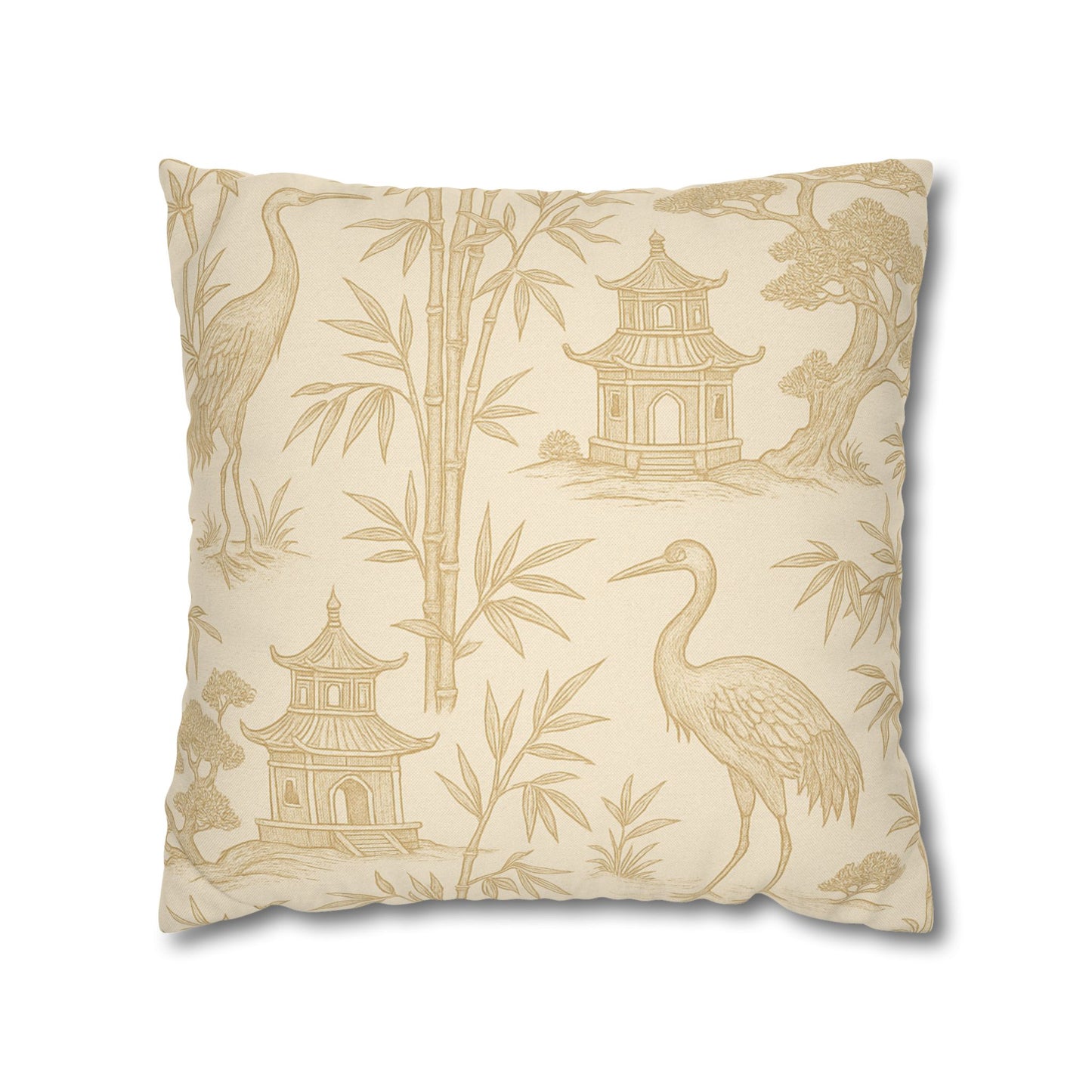 Cranes and Pagodas Pillow Cover