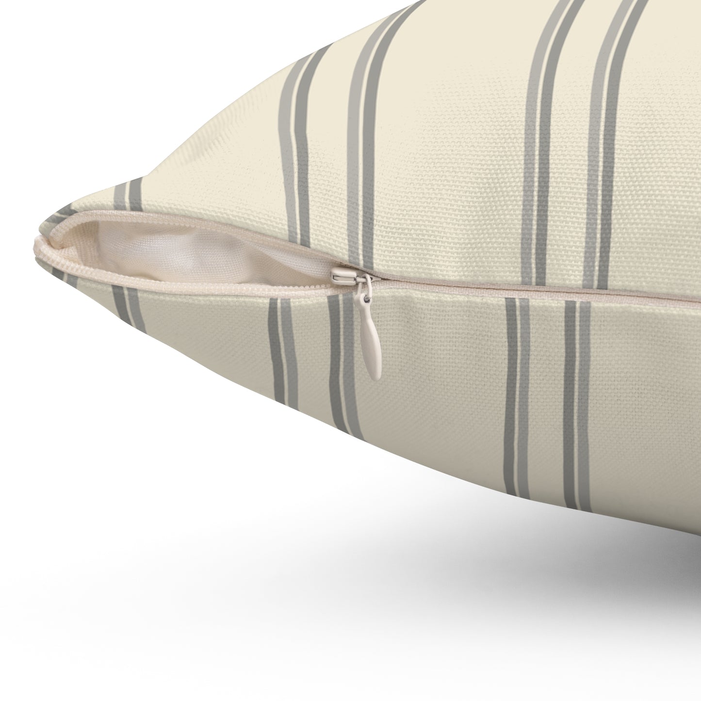Cream With Grey Ticking Stripes Pillow